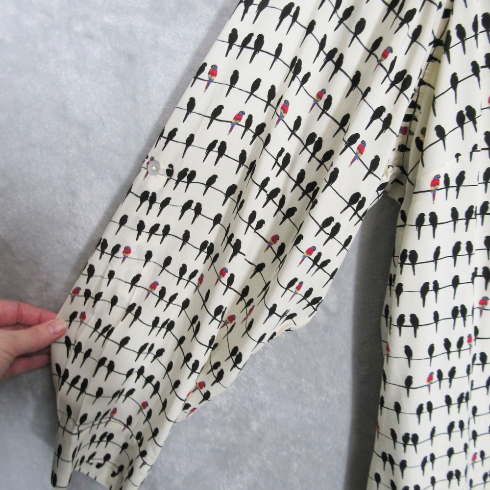 Jane and Delancey Bird Print Button Down Tunic Shirt Womens 2X Cream Rayon NWT - Picture 8 of 10